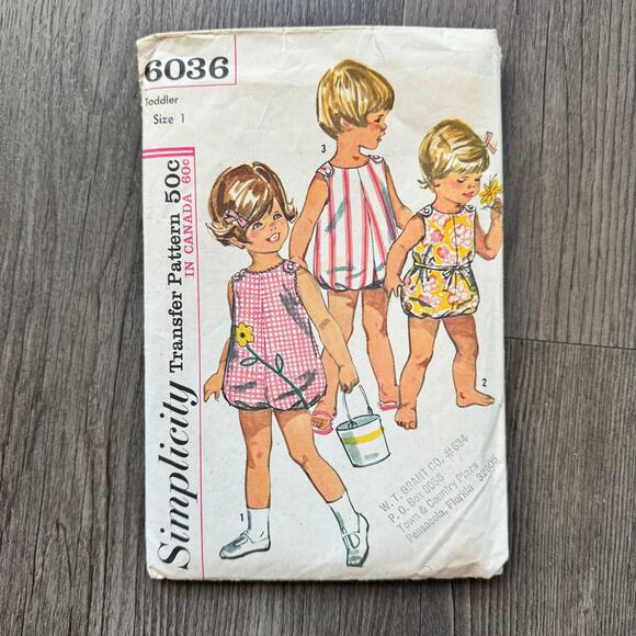 Vintage 1960s Simplicity 6036 Sewing Pattern 18 Months 1 Piece Sunsuit COMPLETE - Picture 1 of 2